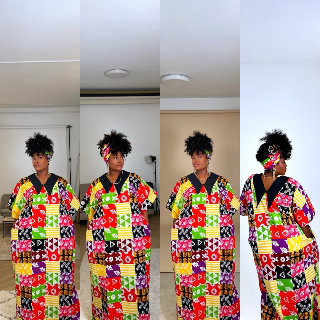 royal bold mosaic kaftan
African print kaftan dress UK
mosaic pattern African boubou
luxury silk kaftan dress
women ready to wear kaftan