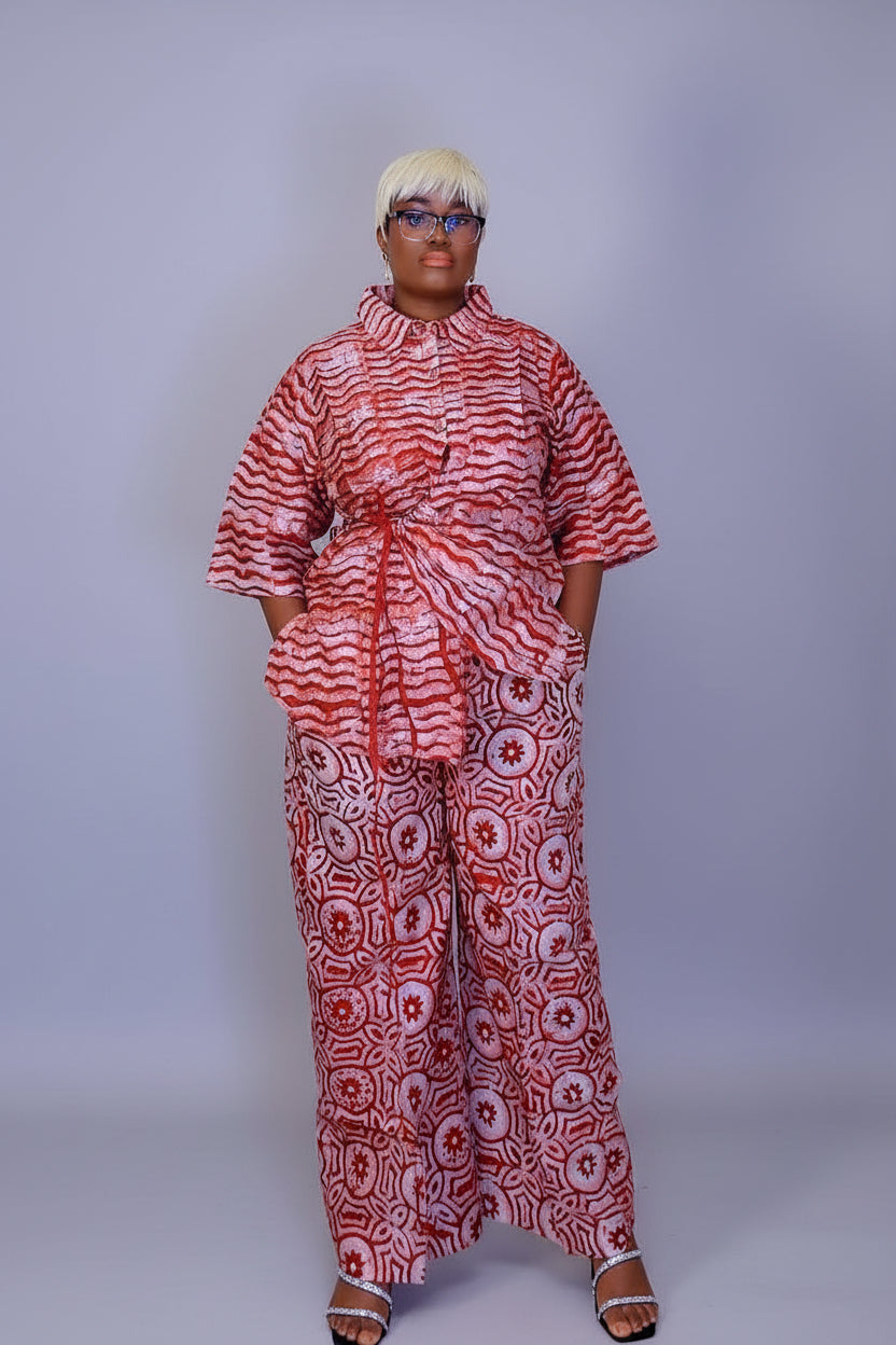 short sleeve Ankara two piece set
African print short sleeve co-ord
women Ankara top and trousers set
African ready to wear co-ord UK
matching Ankara shirt and pants set