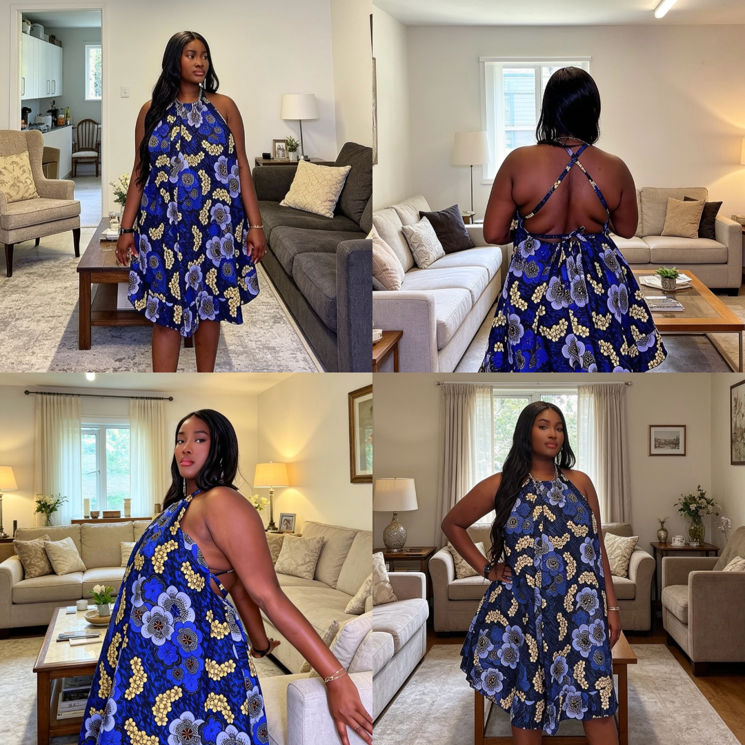 sapphire blossom summer dress

African print summer dress UK

floral Ankara maxi dress

blue floral African dress

women summer ready to wear dress
