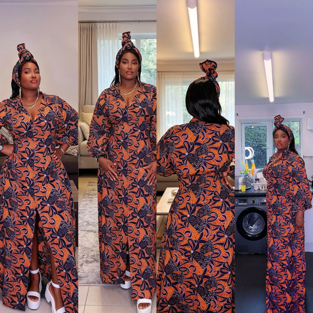 royal amber elegance maxi dress

African amber print maxi dress

elegant Ankara long dress UK

women royal African dress

African ready to wear maxi dress